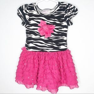 Iris & Ivy pink zebra print dress 12 month